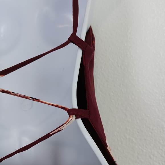 Lulu's Rancho Burgundy Floral Print Lace-Up Maxi Dress Women's Size S - Picture 12 of 14